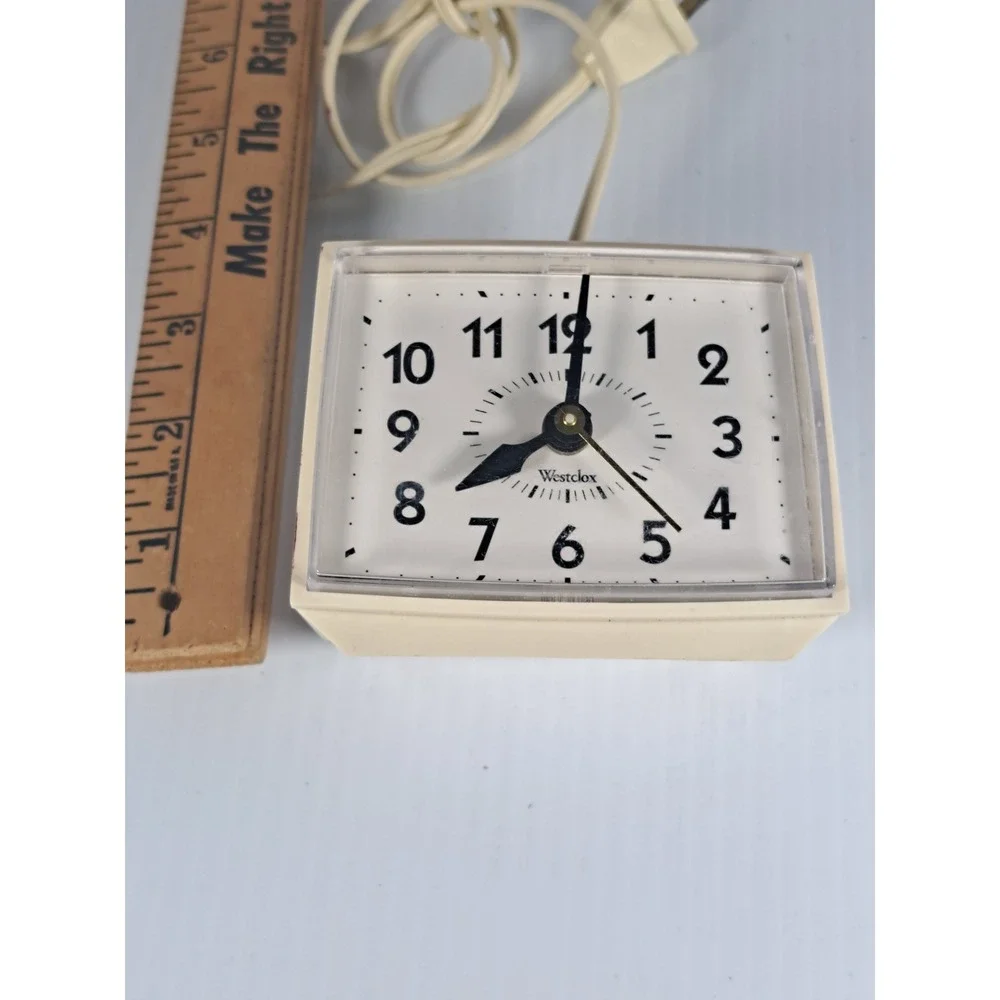 Westclox E54 55 Electric Alarm Clock Cream Vintage Analog Made in USA 2209022540